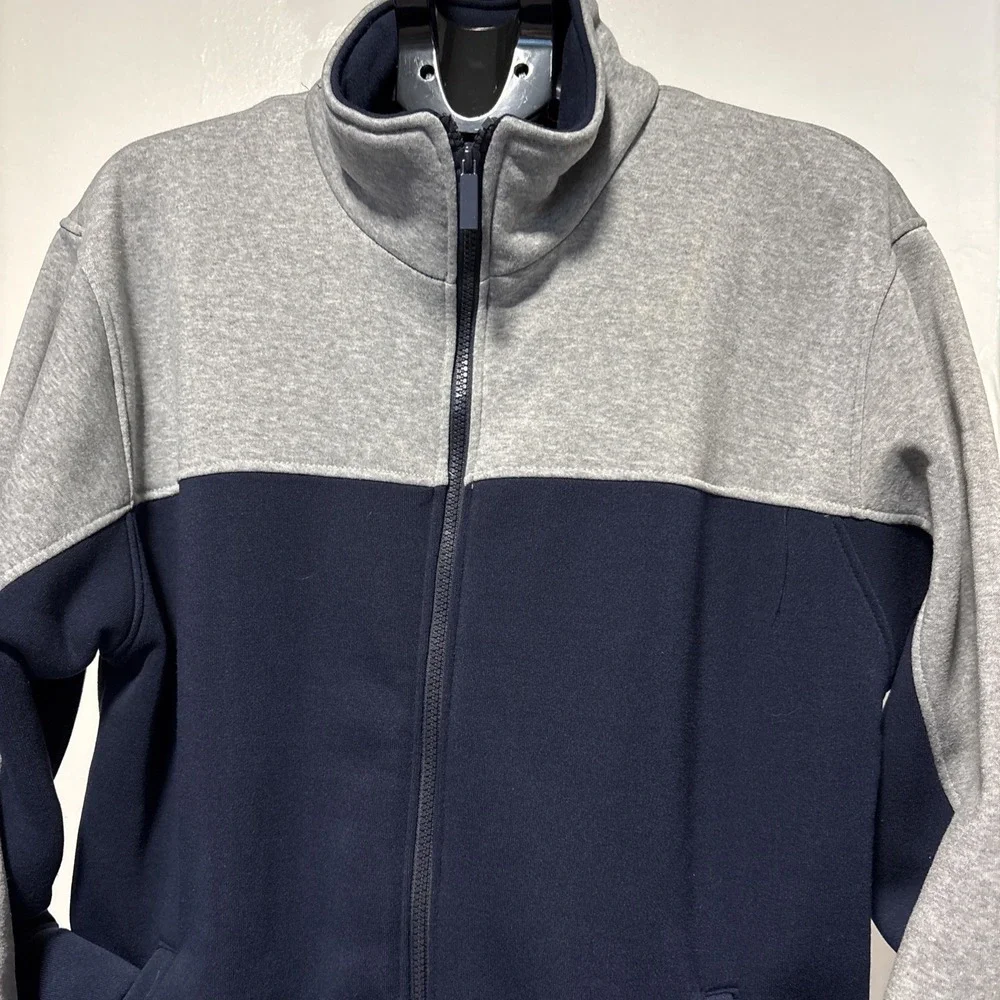 Victory Outfitters men L fleece jacket Blue & Gray full zip high neck soft shell